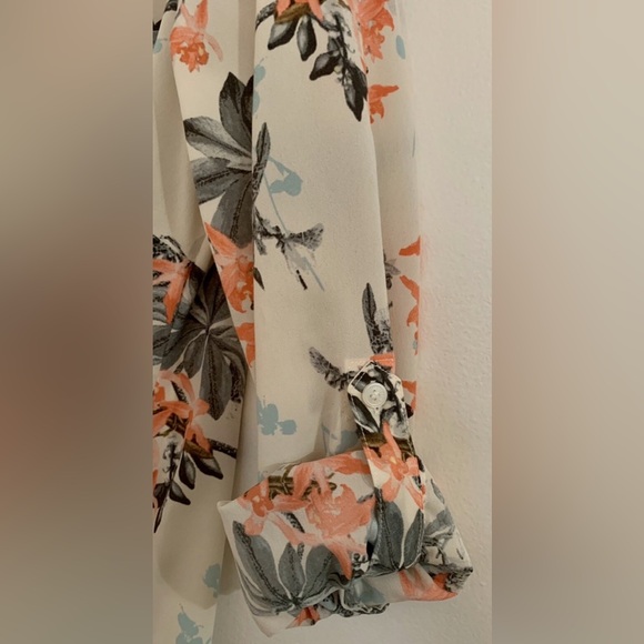 Talbots Floral Button Down Shirt - Black, Orange, Blue - Picture 11 of 13